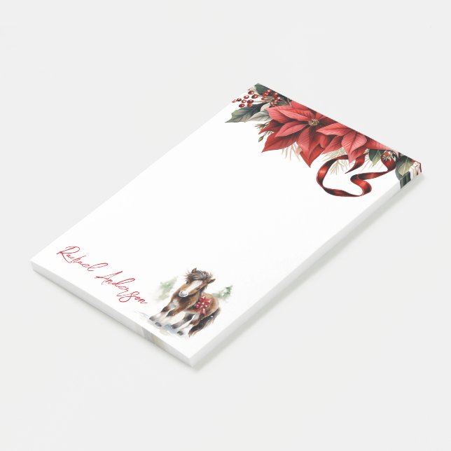 Notas Post-it® Navidades Pony, Poinsettias y Ribbon (En perspectiva)