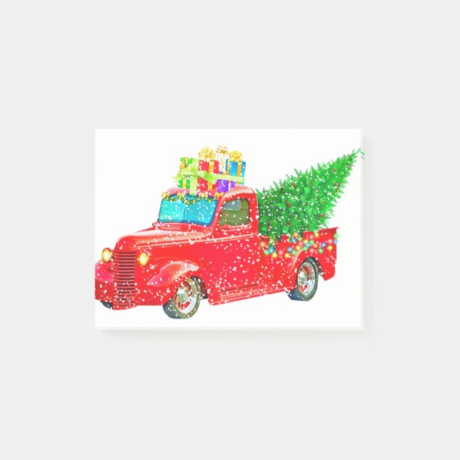 Notas Post-it® Navidades Retro Car Holiday (Anverso)