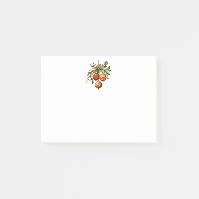 Notas Post-it® Navidades rojos baubles con fiesta holly (Anverso)