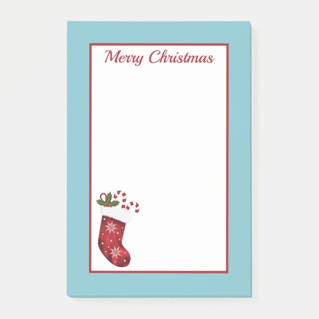 Notas Post-it® Navidades Rojos Con Texto Azul Y Personalizado (Anverso)