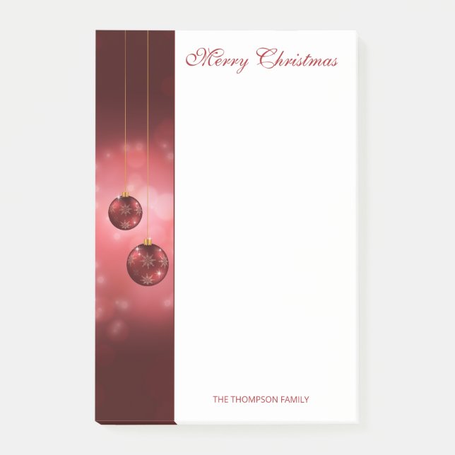 Notas Post-it® Navidades Rojos Festividades Baubles Con Texto Per (Anverso)