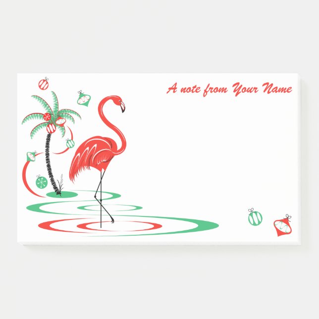 Notas Post-it® Navidades rojos Flamingo Baubles Texto grande (Anverso)