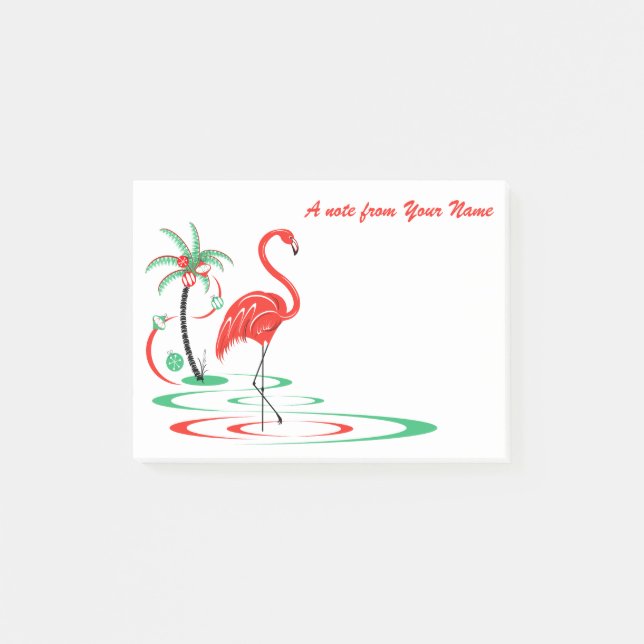 Notas Post-it® Navidades rojos Flamingo Texto horizontal (Anverso)