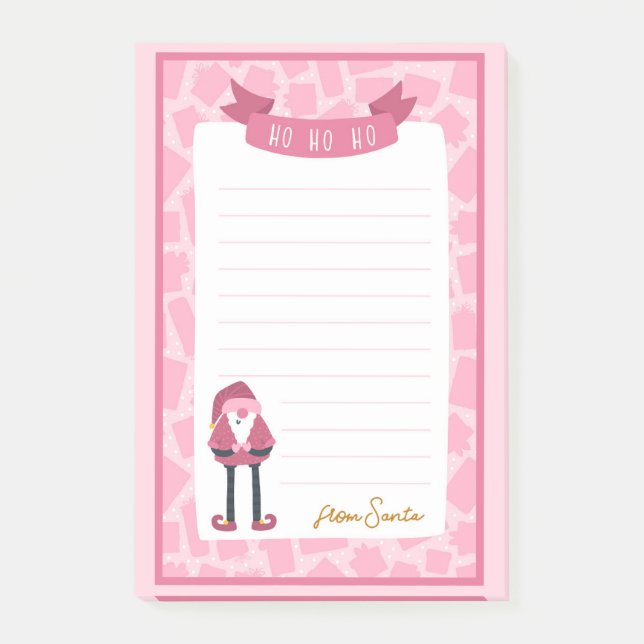 Notas Post-it® Navidades rosados Santa Post-it Notes (Anverso)