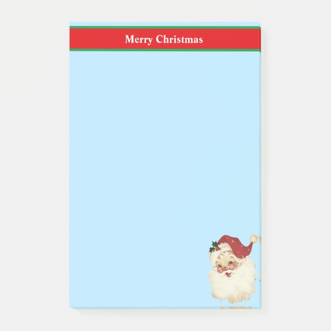 Notas Post-it® Navidades Santa Claus sobre azul claro (Anverso)