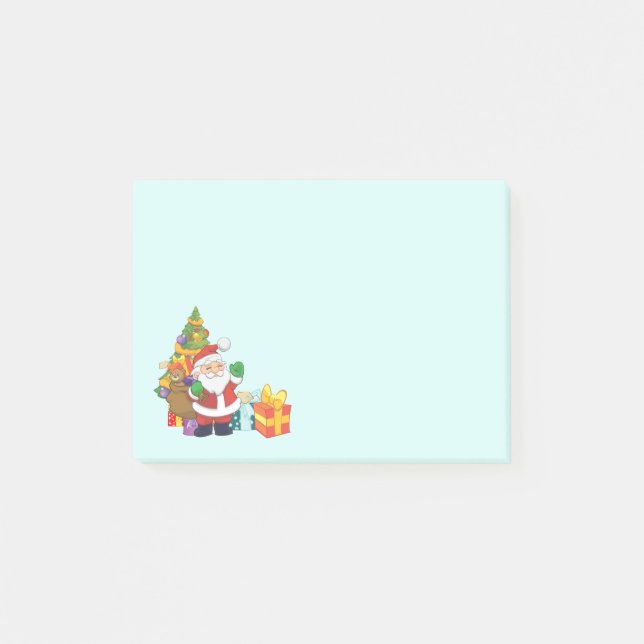 Notas Post-it® Navidades Santa con un saco de regalos (Anverso)