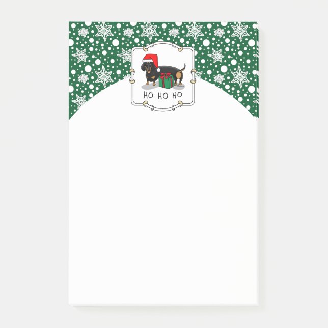 Notas Post-it® Navidades Santa Dachshund (S black & tan) Cute (Anverso)