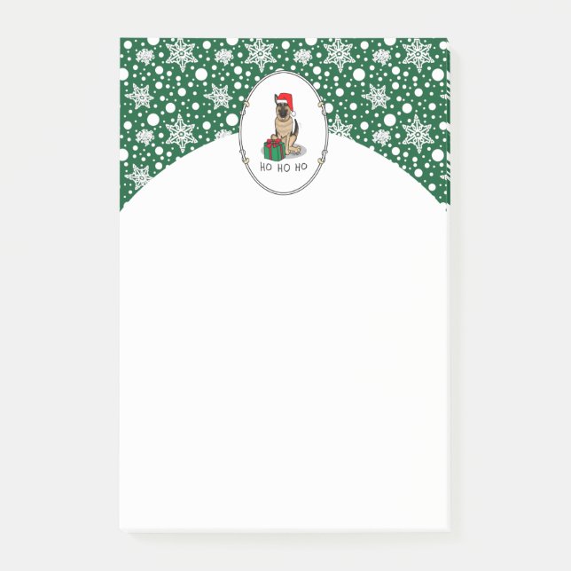 Notas Post-it® Navidades Santa Hat German Shepherd Dog Cute (Anverso)