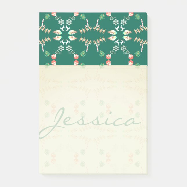 Notas Post-it® Navidades Santa Reindeer con nombre (Anverso)