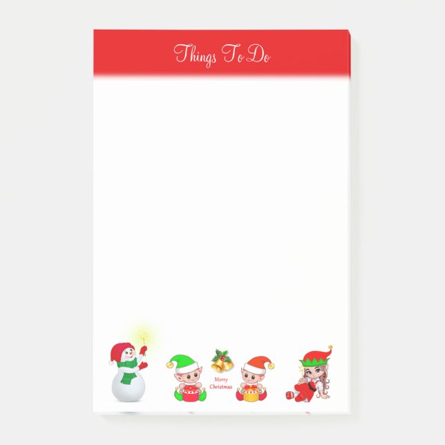 Notas Post-it® Navidades Snowman y Elves cosas que hacer (Anverso)