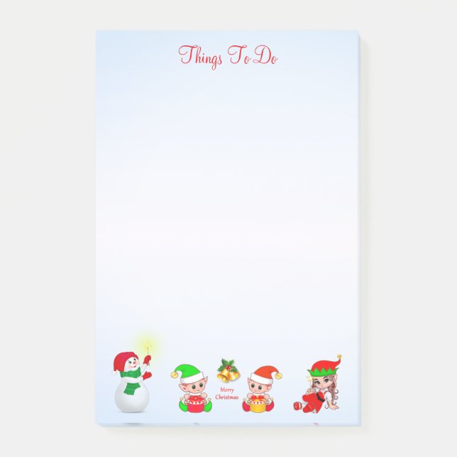 Notas Post-it® Navidades Snowman y Elves Cosas Que Hacer Después  (Anverso)