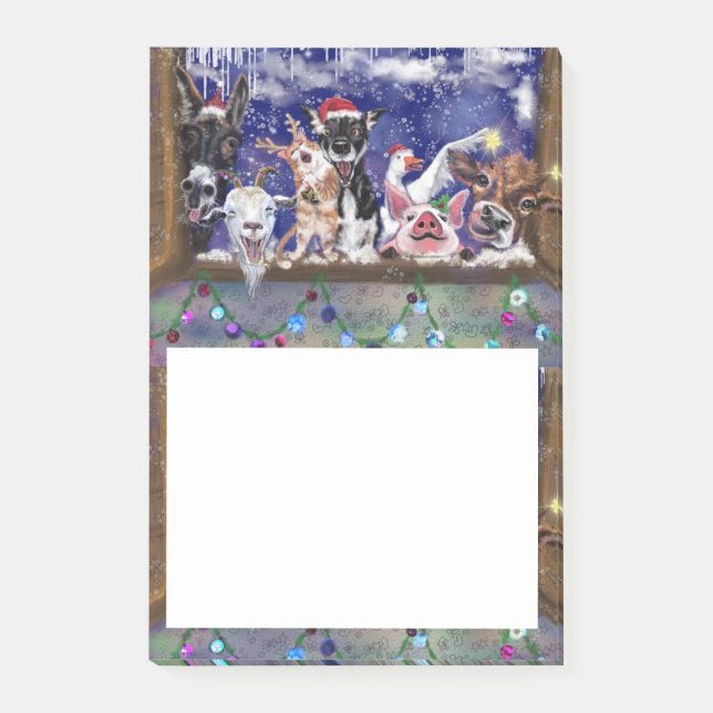 Notas Post-it® Navidades Sticky Notes Funny Farm Animal Fiesta (Anverso)