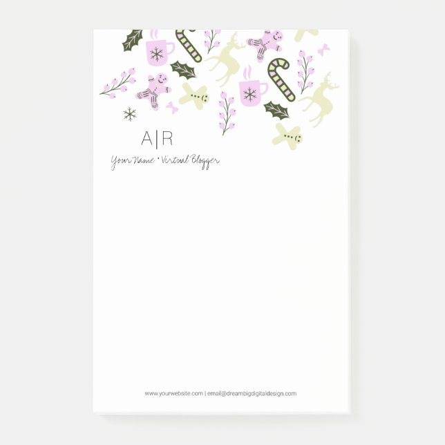 Notas Post-it® Navidades tratan a los copos de nieve de pan de je (Anverso)