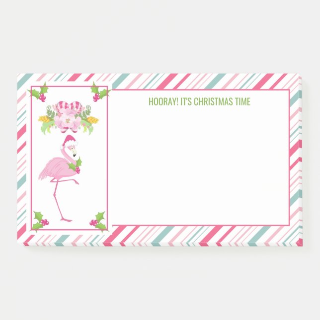 Notas Post-it® Navidades tropicales rosados de Flamingo (Anverso)