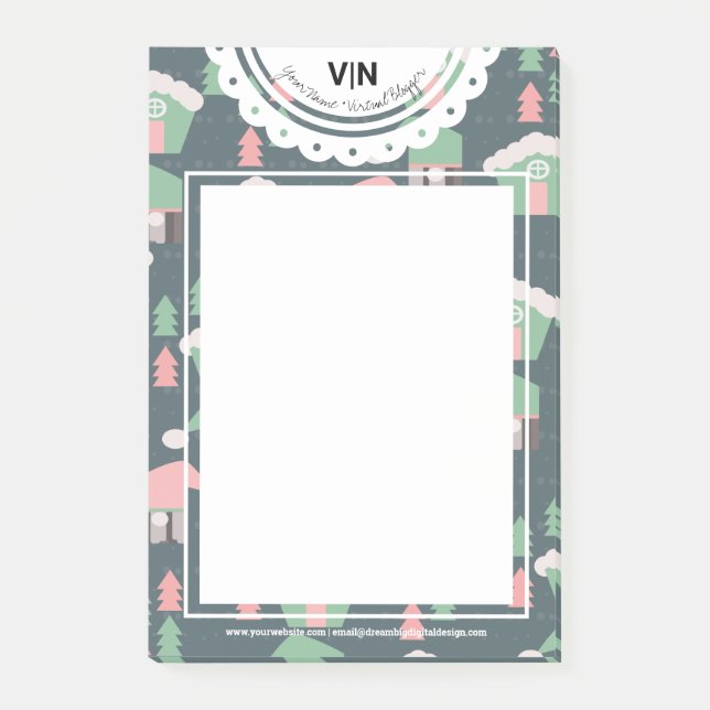 Notas Post-it® Navidades Village Gnome Lace Primer Negocio (Anverso)