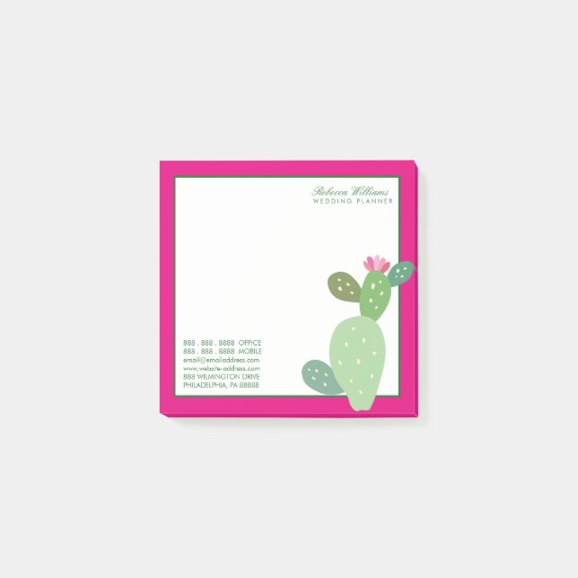 Notas Post-it® Negocio | Cactus acuarela (Anverso)