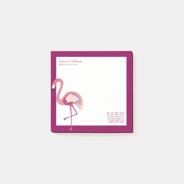 Notas Post-it® Negocio | Flamingo acuarela (Anverso)