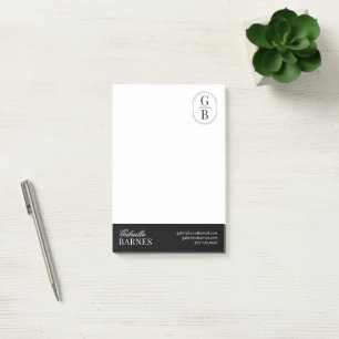 Notas Post-it® Negrita Minimalista moderna en blanco y negro