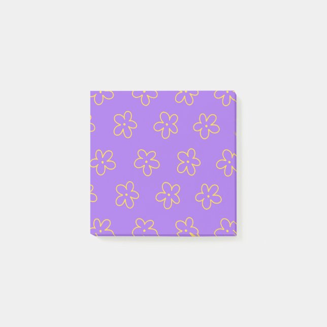 Notas Post-it® Negrita Purple Whimsical Flower Pattern Feminine (Anverso)