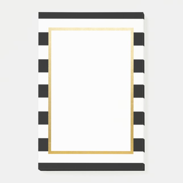 Notas Post-it® Negro, blanco, el oro rayó la libreta del post-it (Anverso)
