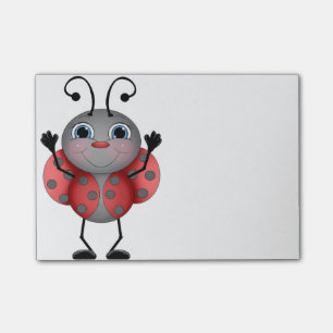 Notas Post-it® Negro rojo de la mariquita feliz
