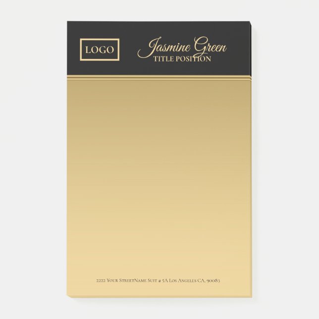 Notas Post-it® Negro Y Dorado Elegante (Anverso)