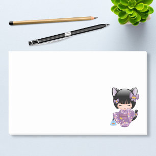 Notas Post-it® Neko Kokeshi Doll - Chica Geisha Oídos gatos
