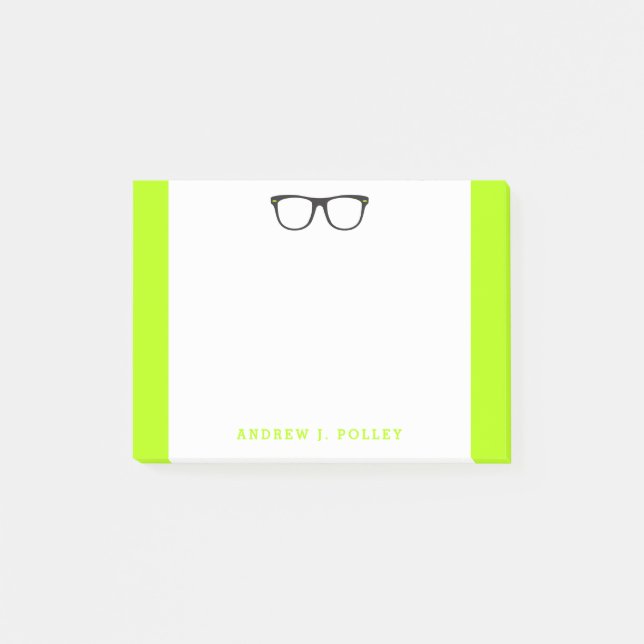 Notas Post-it® Neon Nerdy Black Glasses Personalizado Post-It (Anverso)