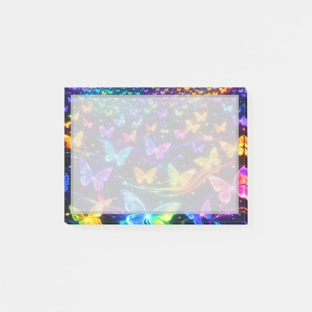 Notas Post-it® Neonfarbener Notizzettel mit Schmetterlingsmotiv (Anverso)