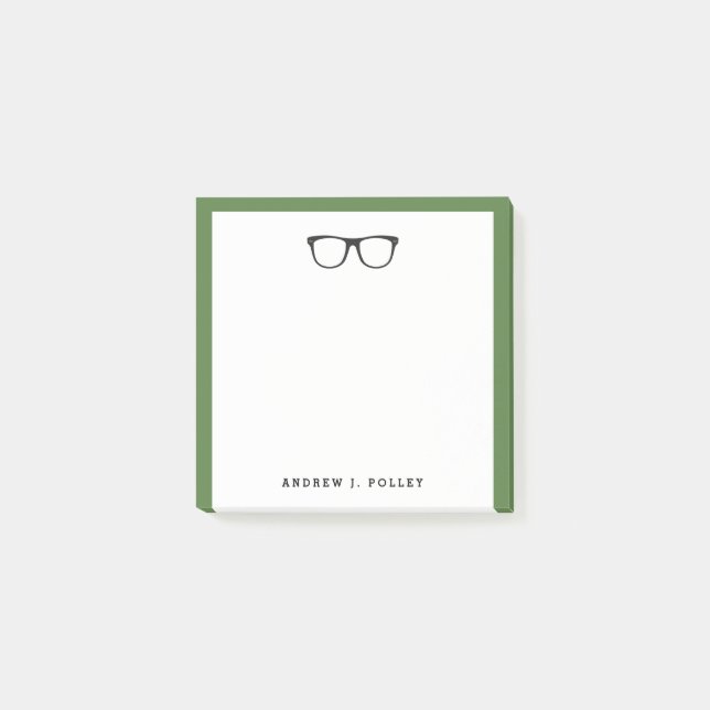 Notas Post-it® Nerdy Black Glasses Personalizada Square Post-It (Anverso)