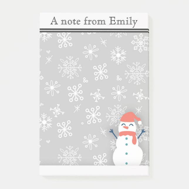 Notas Post-it® Nieve de invierno personalizada / Snowman 2 Post i (Anverso)