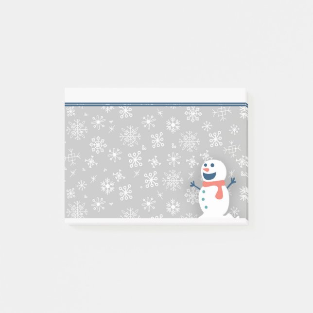 Notas Post-it® Nieve de invierno personalizada y suave / Snowman  (Anverso)