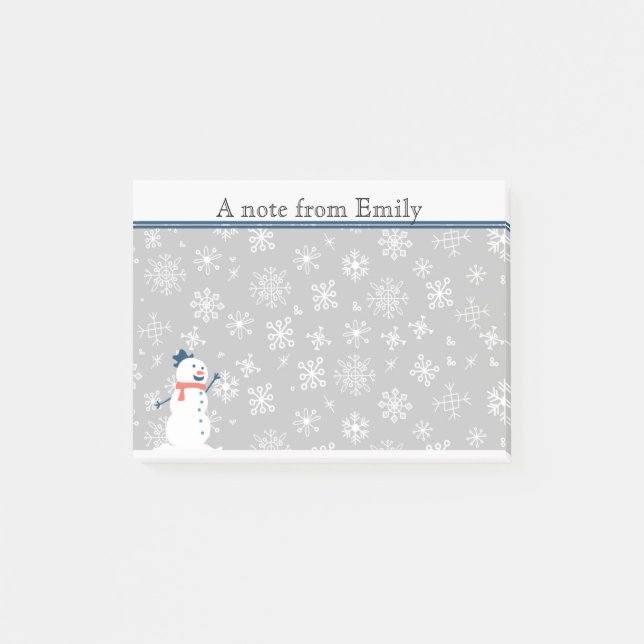 Notas Post-it® Nieve de invierno personalizada y suave / Snowman  (Anverso)