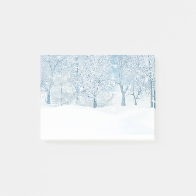 Notas Post-it® Nieve helada de invierno con copos de nieve (Anverso)