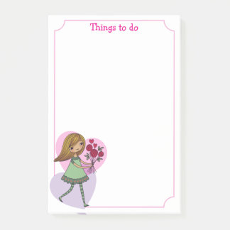 Notas Post-it® Niña Con Flores