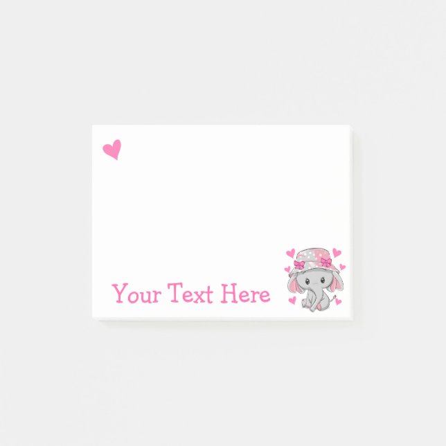 Notas Post-it® Niña de elefante bebé linda  (Anverso)