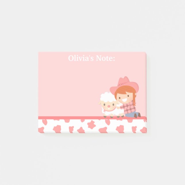 Notas Post-it® Niña pequeña con cordero para Chicas (Anverso)