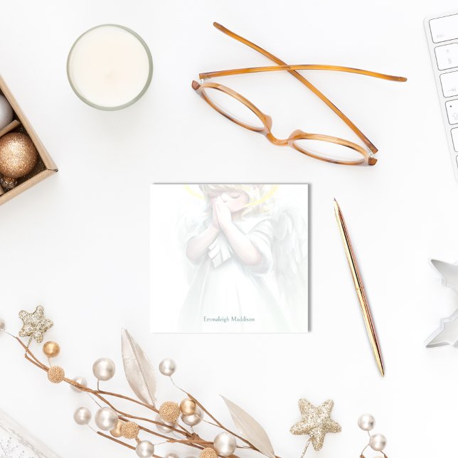 Notas Post-it® Niña pequeña rezando ángel con Wings Halo Personal (Subido por el creador)