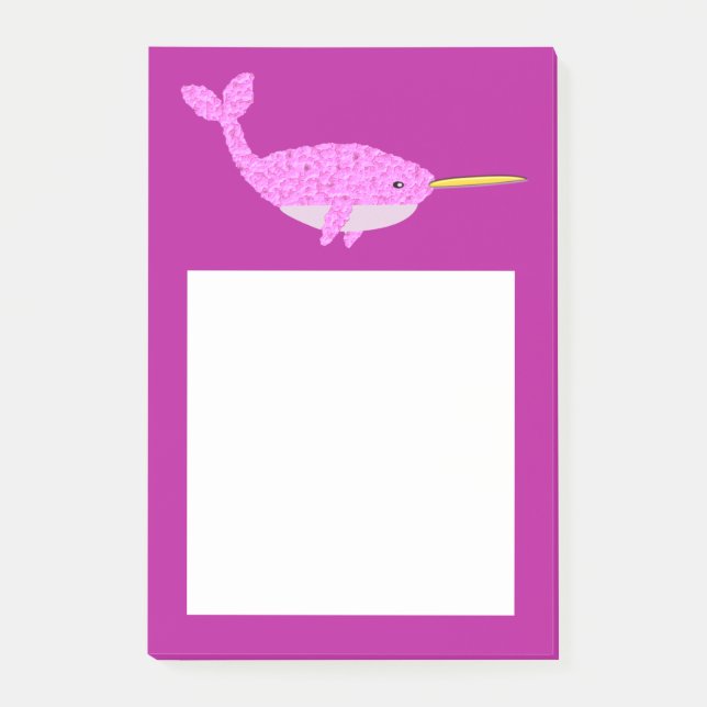 Notas Post-it® Niña Rosa bonito Narwhal (Anverso)