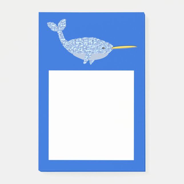 Notas Post-it® Niño Azul lindo Narwhal (Anverso)