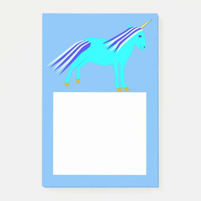 Notas Post-it® Niño azul lindo Unicorn (Anverso)