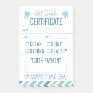 Notas Post-it® Niño del certificado Keepsake de hadas dental