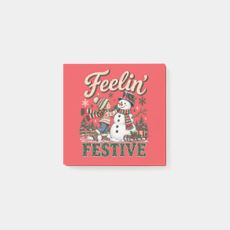 Notas Post-it® Niños Hombre de Nieve de Navidad Sintiendo Festivo