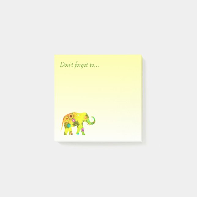 Notas Post-it® No olvide… con el elefante hermoso (Anverso)