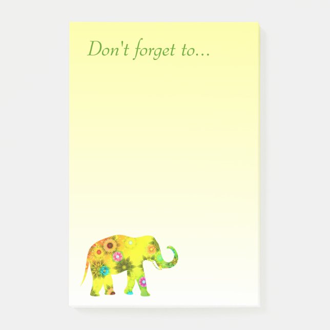 Notas Post-it® No olvide… con el elefante hermoso (Anverso)