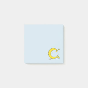 Notas Post-it® Noche amarilla cielo azul luna creciente de la lun