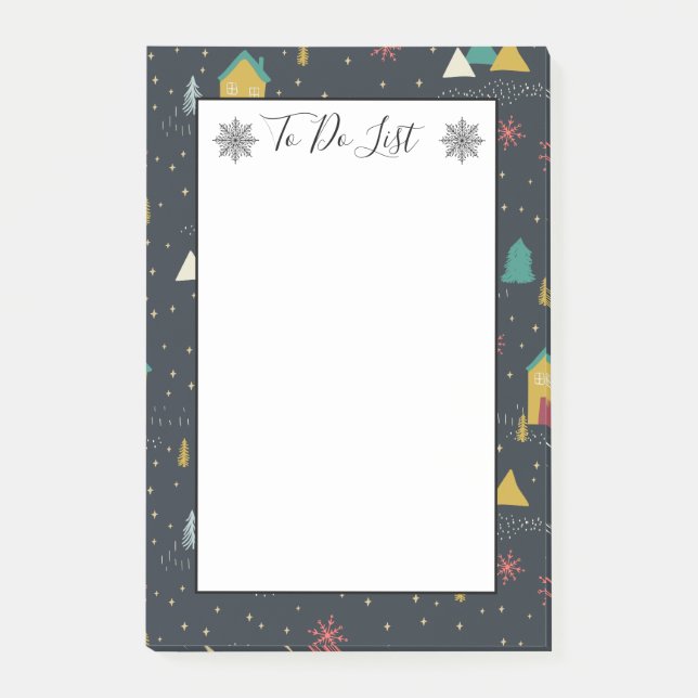 Notas Post-it® Noche De Invierno Nevoca Pequeñas Casas Para Hacer (Anverso)