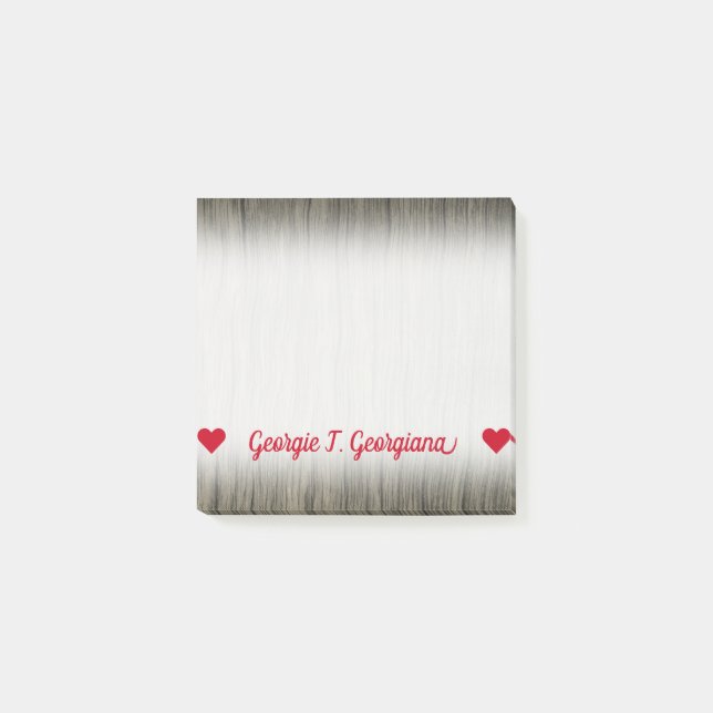 Notas Post-it® Nombre adaptable; Falso modelo de madera rústico (Anverso)