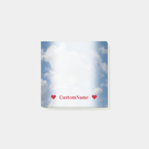 Notas Post-it® Nombre adaptable + Nubes blancas/grises y cielo