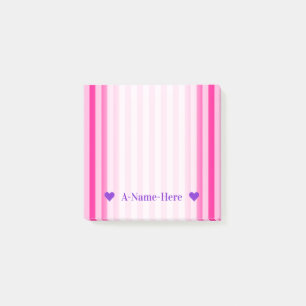 Notas Post-it® Nombre adaptable + Rayas rosas claras y de color
